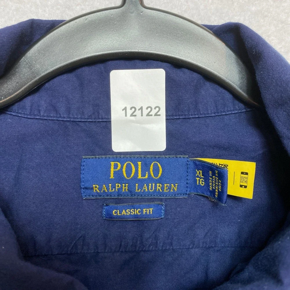 Polo Ralph Lauren Shirt Mens XL Navy Blue Short Sleeve Classic Fit Button-Down
